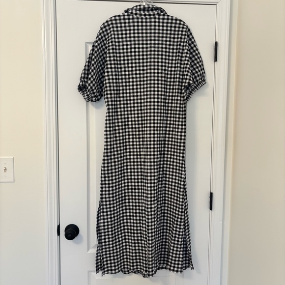 NWT Adrienne Black & White Gingham Midi Dress with Side Slits - Picture 8 of 9
